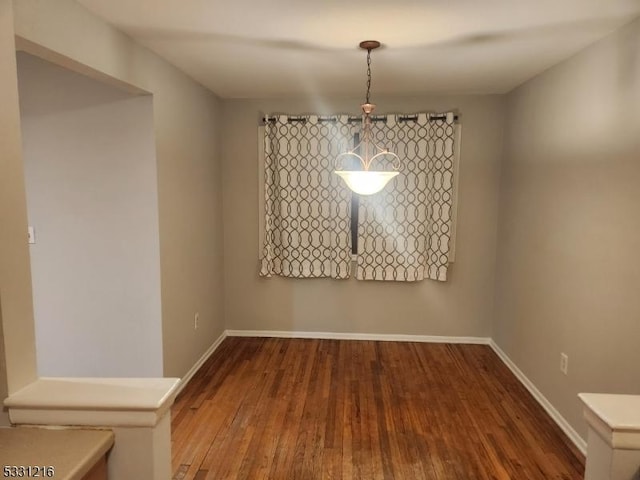 unfurnished dining area featuring dark hardwood / wood-style floors