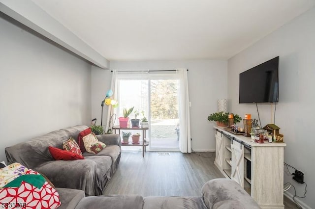 living room with light wood-type flooring