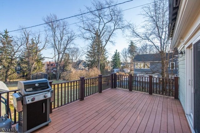 deck featuring grilling area