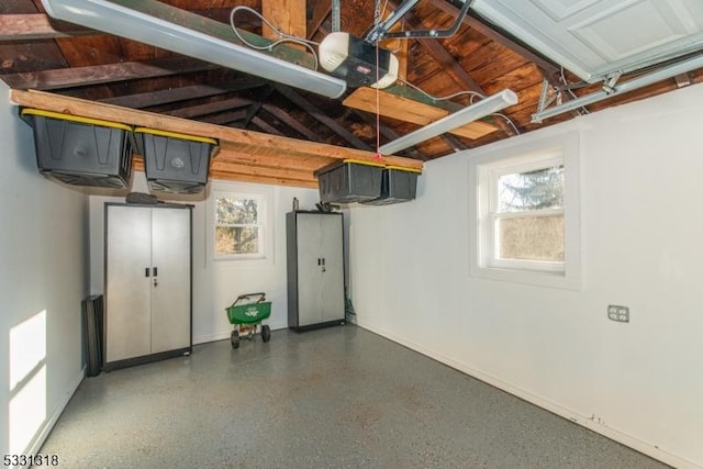 garage with a garage door opener