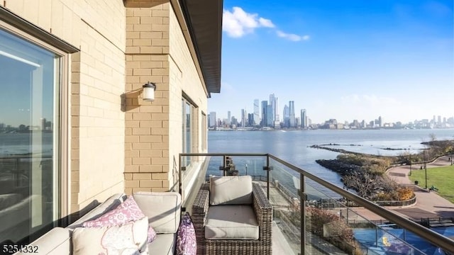 balcony with a water view