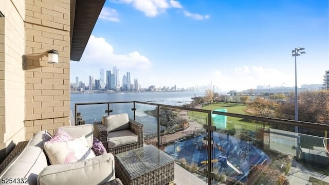 balcony with a water view