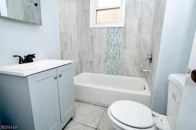 full bathroom featuring tile patterned floors, vanity, toilet, and shower / tub combination