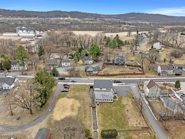 birds eye view of property with a mountain view