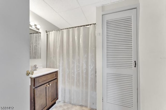 bathroom featuring vanity and a shower with curtain