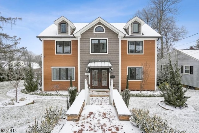 view of front facade with french doors