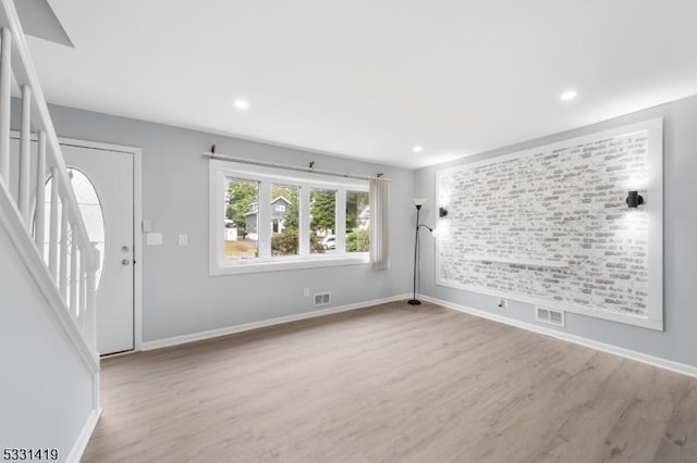 interior space with light hardwood / wood-style flooring