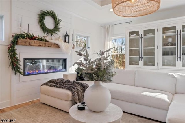 living room with light wood-type flooring