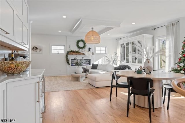 dining room featuring plenty of natural light and light hardwood / wood-style floors