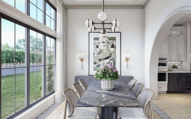 dining room with an inviting chandelier