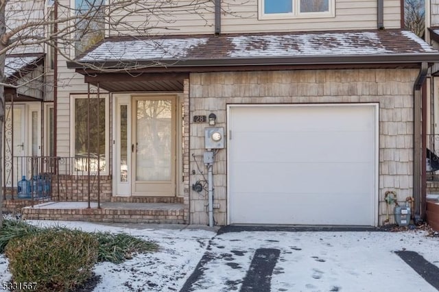 exterior space with a garage