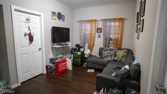 living room with wood finished floors