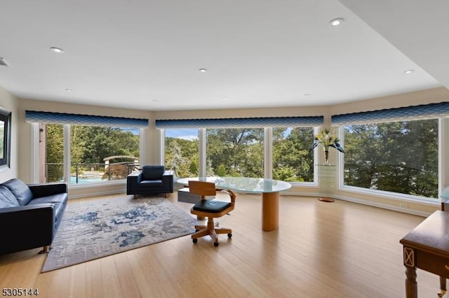 living room featuring light hardwood / wood-style flooring