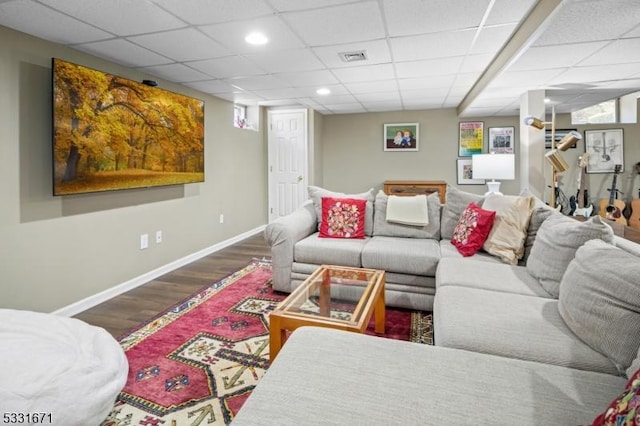 living room with wood-type flooring