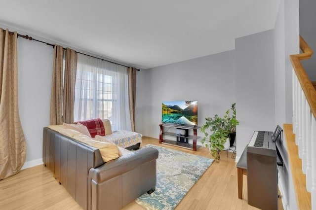 living room with light wood-type flooring