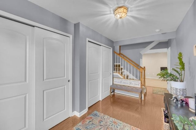 bedroom with light hardwood / wood-style floors