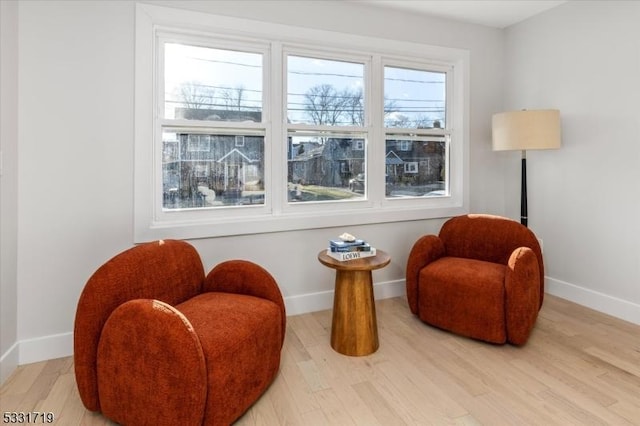 living area featuring light hardwood / wood-style floors