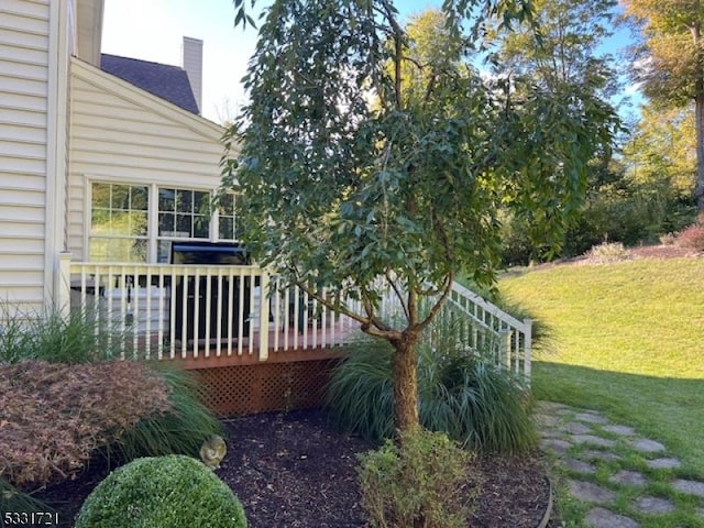 view of yard featuring a deck