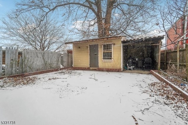 view of snow covered structure