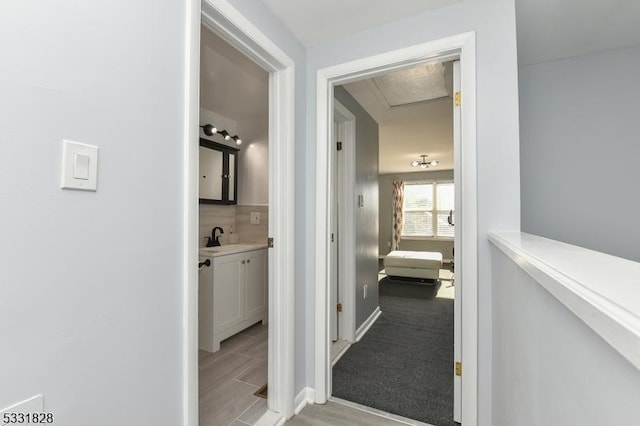 hallway with sink