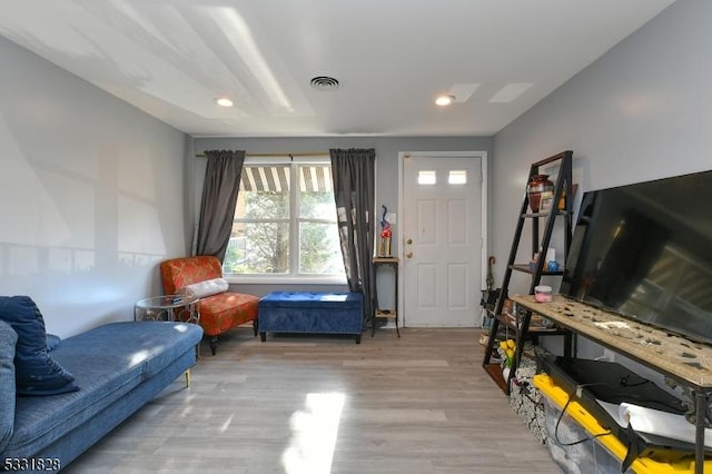 interior space with light hardwood / wood-style floors