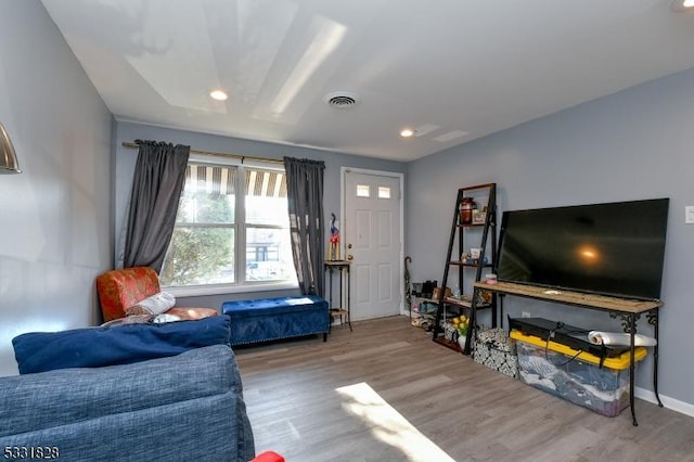 living room featuring hardwood / wood-style flooring