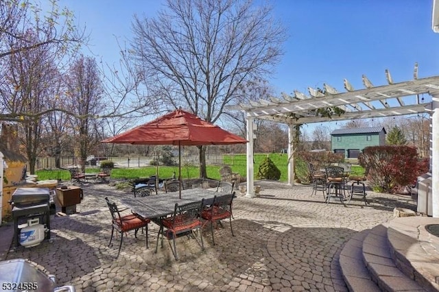 view of patio / terrace featuring a pergola