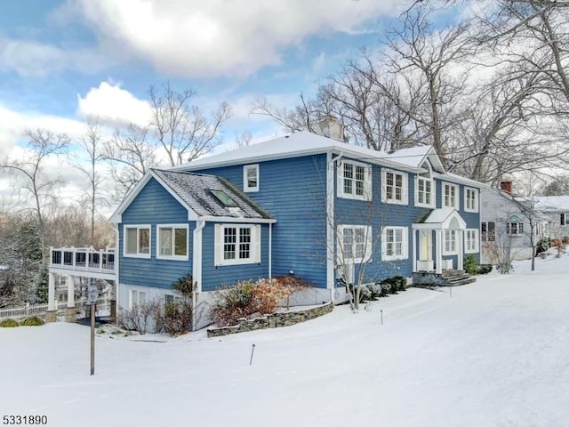 view of snow covered exterior