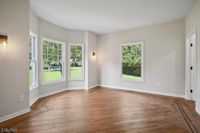 unfurnished room with wood-type flooring