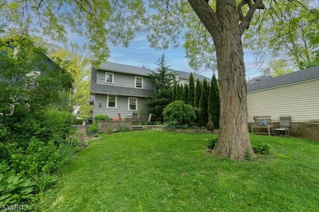 rear view of property with a yard