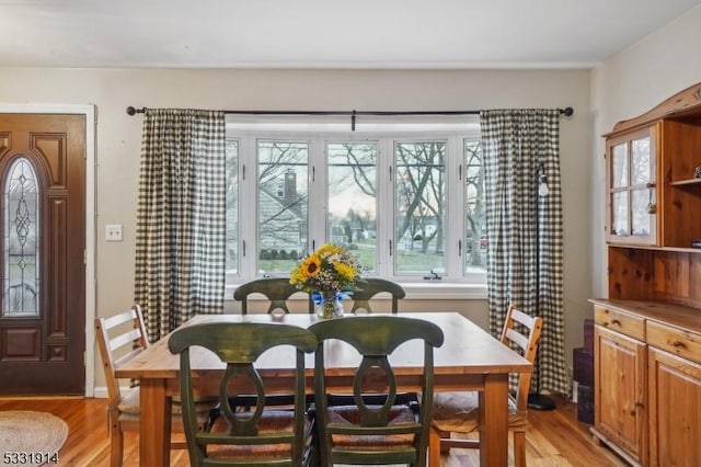 dining space featuring light hardwood / wood-style floors