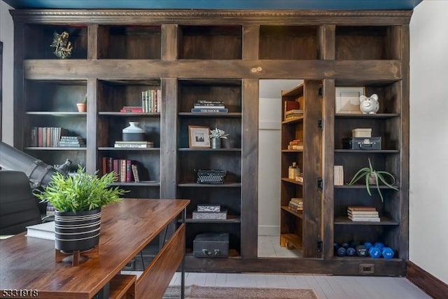 interior space with light hardwood / wood-style flooring