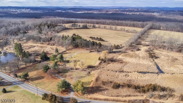 aerial view with a rural view and a water view