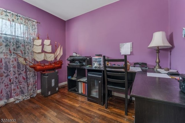 office area with dark hardwood / wood-style flooring