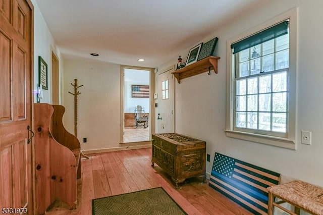 interior space with light hardwood / wood-style floors