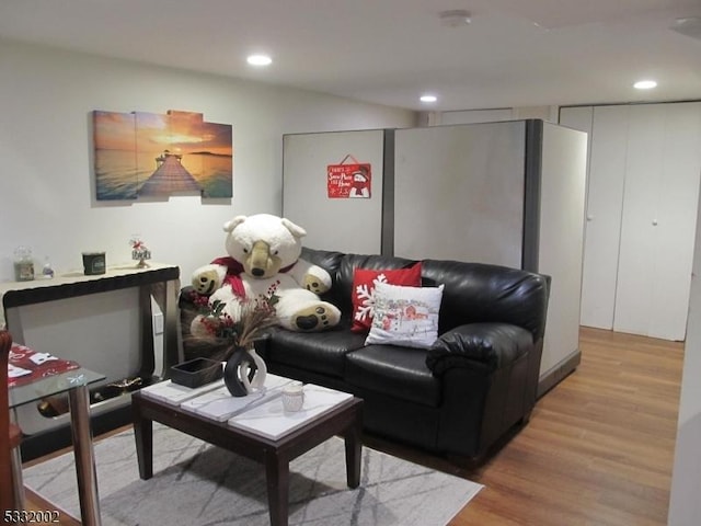 living room featuring light wood-type flooring