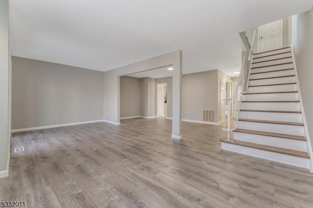 unfurnished living room featuring light wood-type flooring