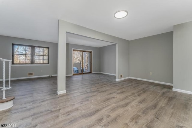 unfurnished living room featuring wood-type flooring