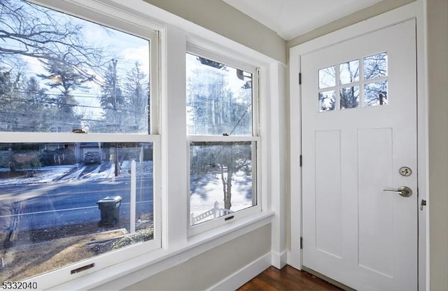 doorway to outside featuring dark hardwood / wood-style floors