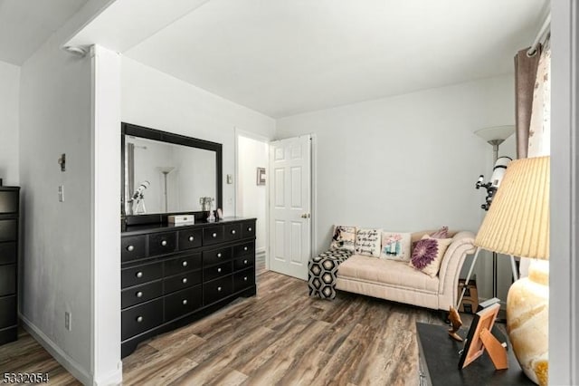 sitting room with wood-type flooring