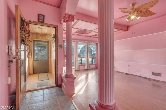 hall with ornate columns