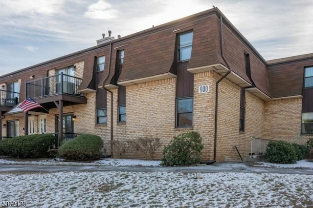 view of snow covered property