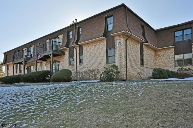 view of snow covered property