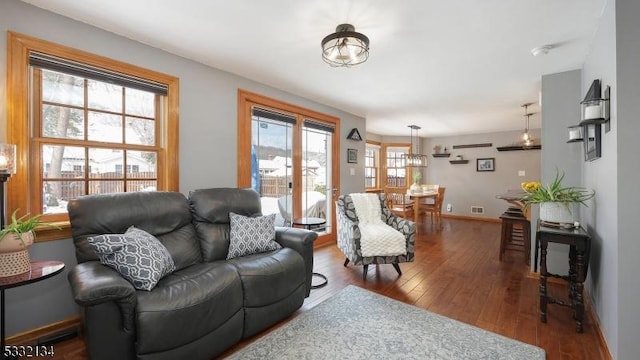 living room featuring hardwood / wood-style flooring