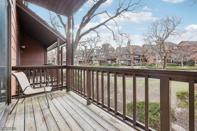 deck with a residential view