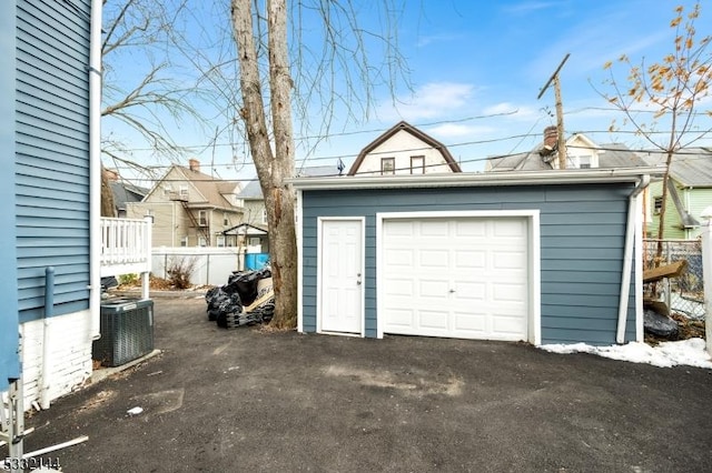 garage featuring central AC unit