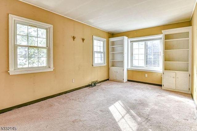 empty room featuring light colored carpet and a wealth of natural light