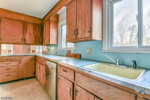 kitchen with stainless steel dishwasher and sink