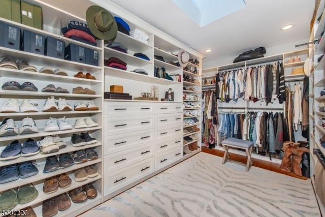 spacious closet featuring a skylight