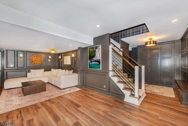 living room with light wood-type flooring